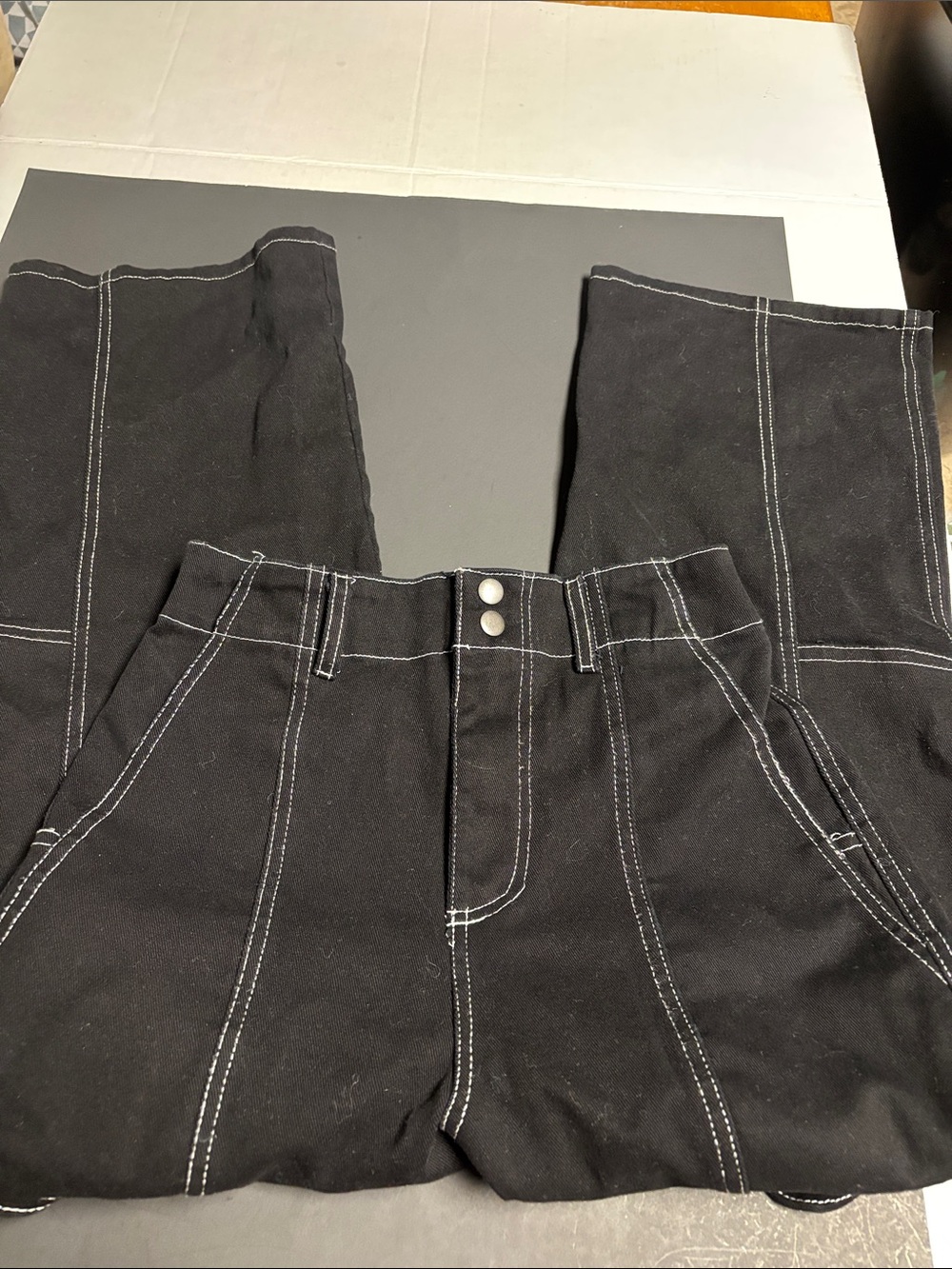 Fashion Nova Black High-Rise Jeans with White Contrast Stitching